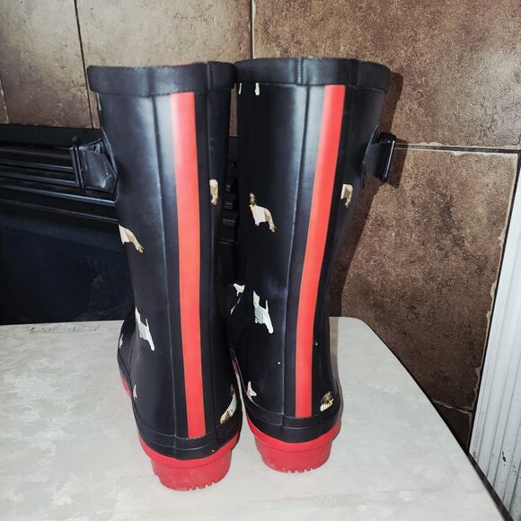 JOULES "DOG SHOW" MOLLY Black Midi Outdoor Rain Mud Farm Work Beach Logo Boots - Picture 7 of 11